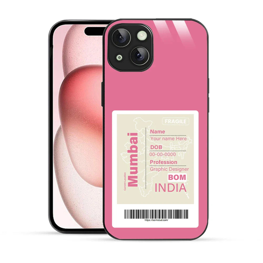 Bornstud Personalised my City tag Printed Case for iPhone 15 Blush Red