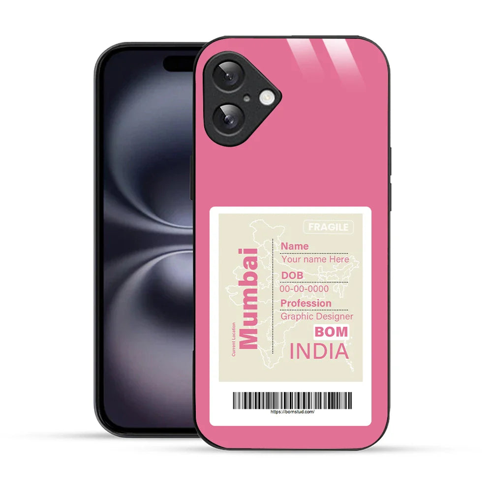 Bornstud Personalised my City tag Printed Case for iPhone 16 Blush Red