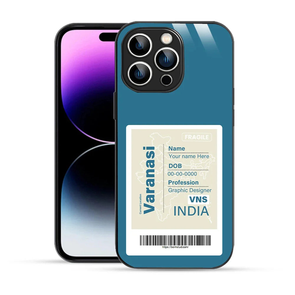 Bornstud Personalised my City tag Printed Case for iPhone 14 Pro Muted Blue