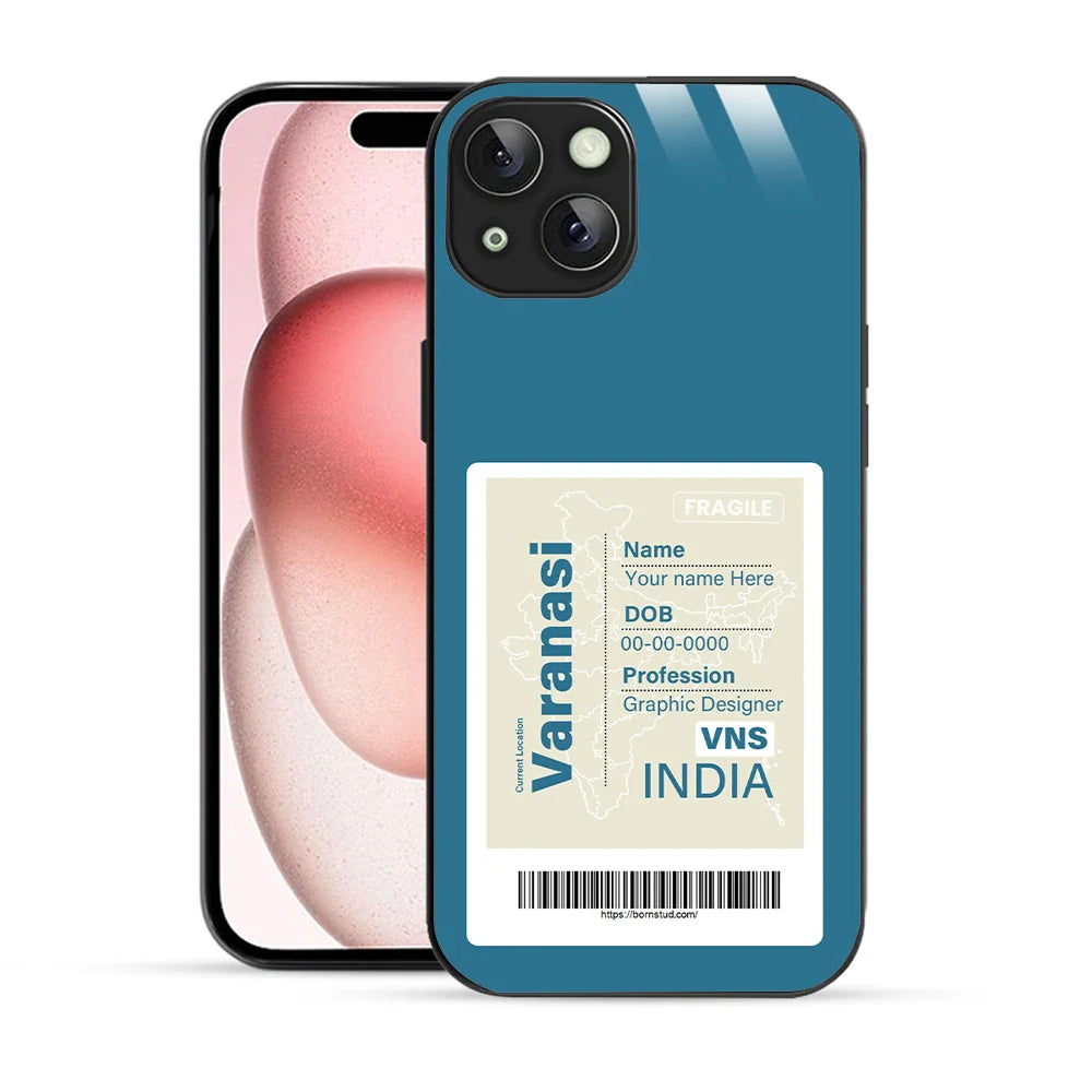 Bornstud Personalised my City tag Printed Case for iPhone 15 Plus Muted Blue