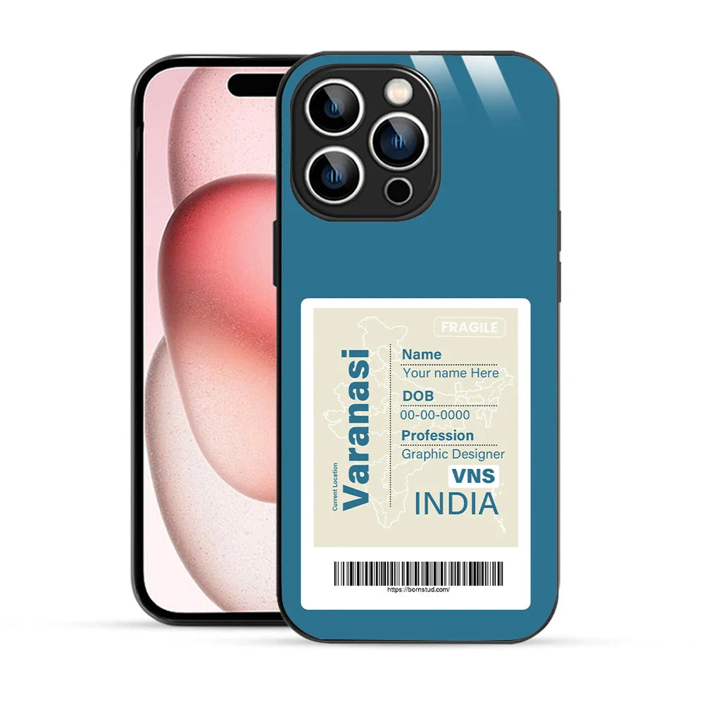Bornstud Personalised my City tag Printed Case for iPhone 15 Pro Max Muted Blue