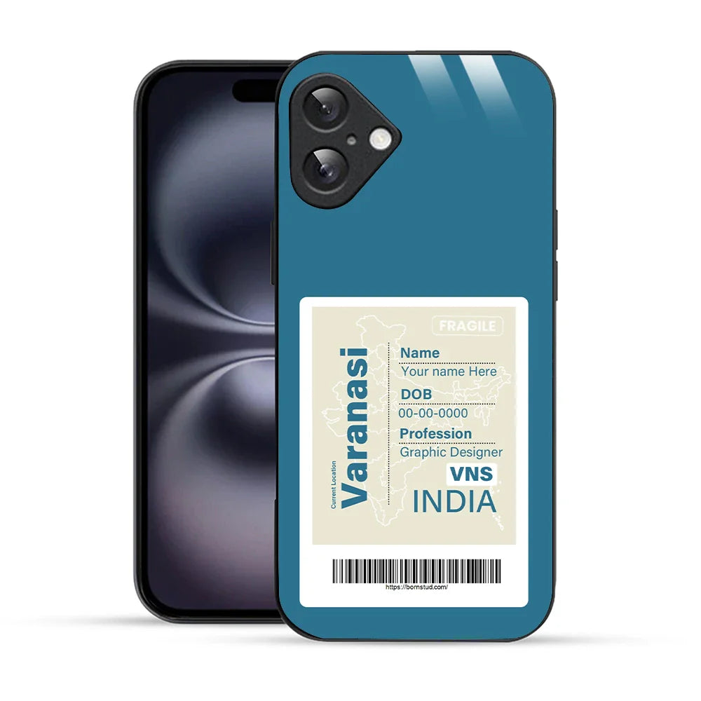 Bornstud Personalised my City tag Printed Case for iPhone 16 Plus Muted Blue