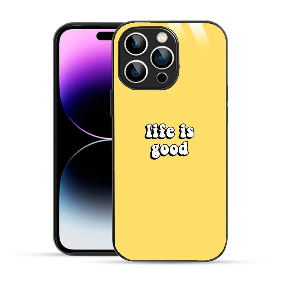 Bornstud Life is Good Quote Printed Case for iPhone 14 Pro Max