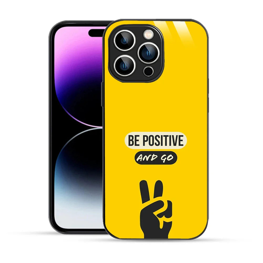 Bornstud Be Positive and Go Quote Printed Case for iPhone 14 Pro Max