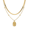 Golden Bloom Layered Pendant Necklace Set